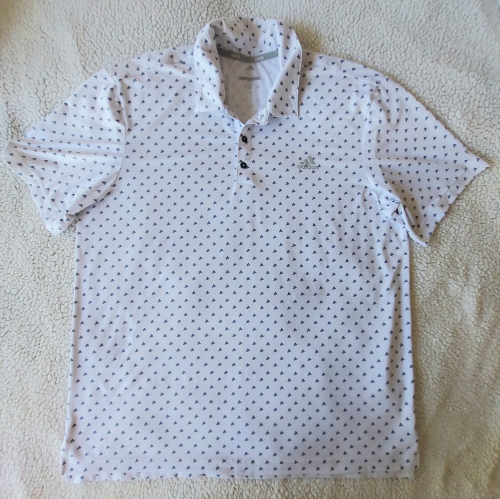 Adidas White Shirt with Navy Logo Print